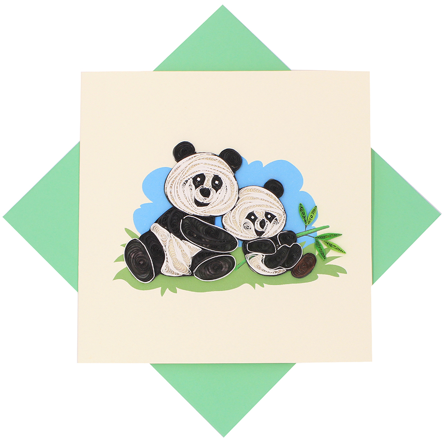 Quilled Two Pandas Card